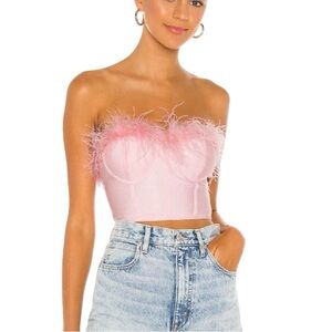 Superdown Ramona Pink Feather Bustier Corset top Coquette Girl lolita valentines
